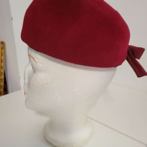 :Ladies Vintage Raspberry Red 1950's Felt Hat - Picture 3 of 5